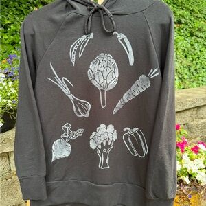 Eddie Bauer Black Hoodie with Funky Veggie Print